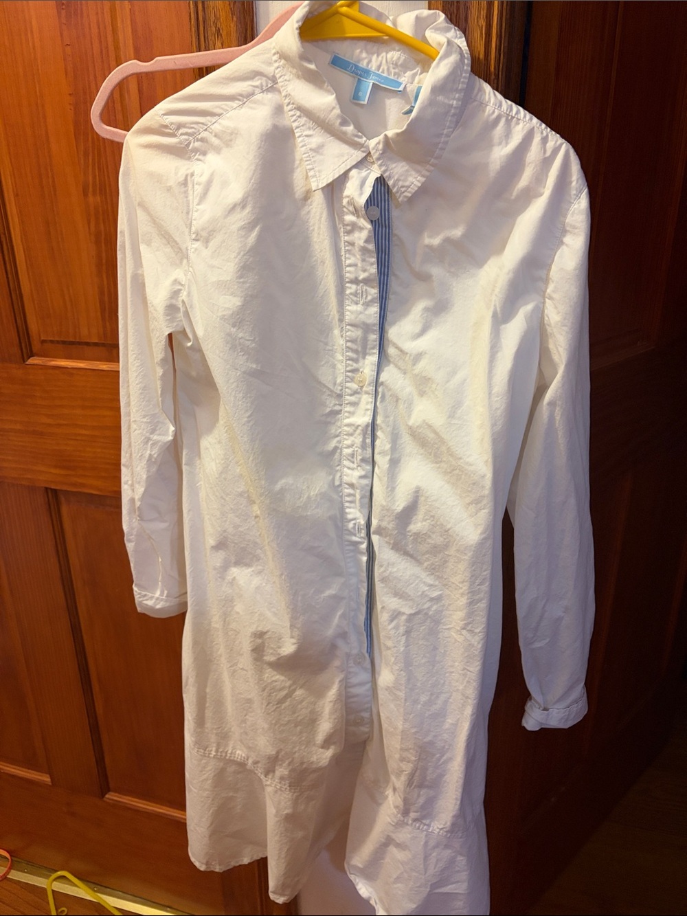 Draper James White Longline Cotton Button-Down Shirt Dress
